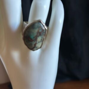 Mine Finds by Jay King marked size 8 silver & abstract cuperite cabochon ring
